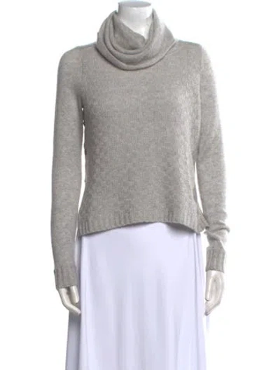 Pre-owned White + Warren Cashmere Turtleneck Sweater In Gray
