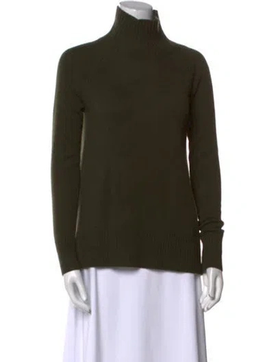 Pre-owned White + Warren Cashmere Turtleneck Sweater In Green