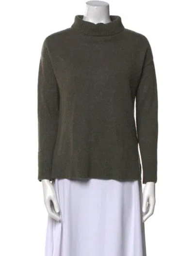 Pre-owned White + Warren Cashmere Turtleneck Sweater In Green