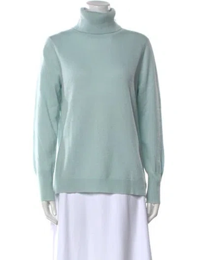 Pre-owned White + Warren Cashmere Turtleneck Sweater In Green
