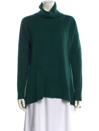 Pre-owned White + Warren Cashmere Turtleneck Sweater In Green