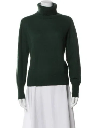 Pre-owned White + Warren Cashmere Turtleneck Sweater In Green