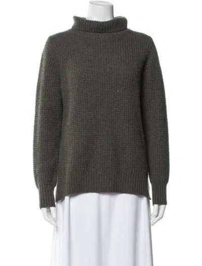 Pre-owned White + Warren Cashmere Turtleneck Sweater In Green