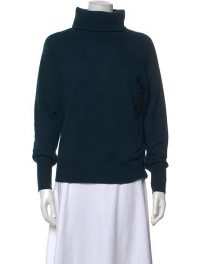 Pre-owned White + Warren Cashmere Turtleneck Sweater In Green