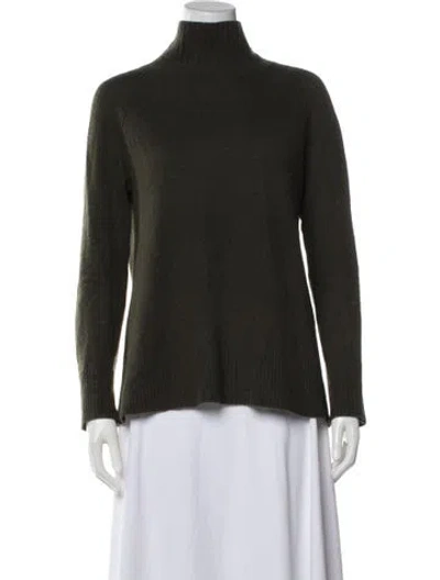 Pre-owned White + Warren Cashmere Turtleneck Sweater In Green