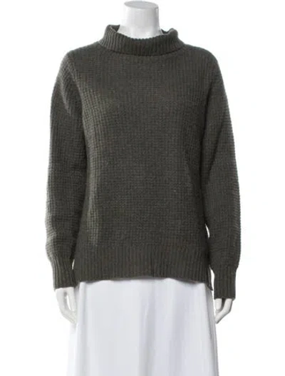 Pre-owned White + Warren Cashmere Turtleneck Sweater In Green