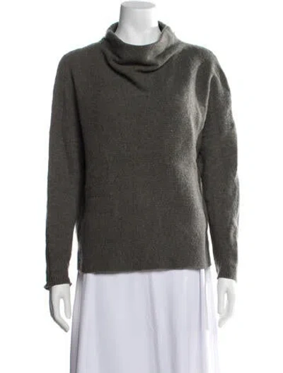 Pre-owned White + Warren Cashmere Turtleneck Sweater In Green