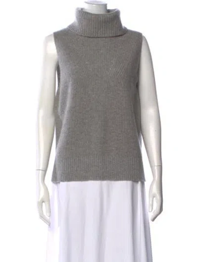 Pre-owned White + Warren Cashmere Turtleneck Sweater In Grey