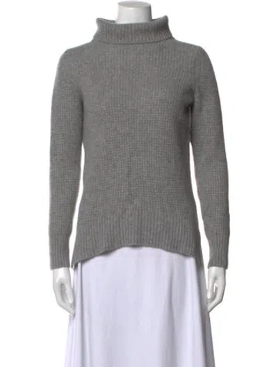 Pre-owned White + Warren Cashmere Turtleneck Sweater In Grey