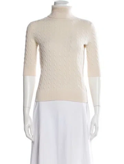 Pre-owned White + Warren Cashmere Turtleneck Sweater In Neutral