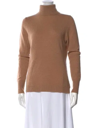 Pre-owned White + Warren Cashmere Turtleneck Sweater In Orange