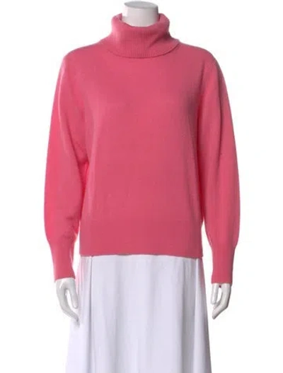 Pre-owned White + Warren Cashmere Turtleneck Sweater In Pink