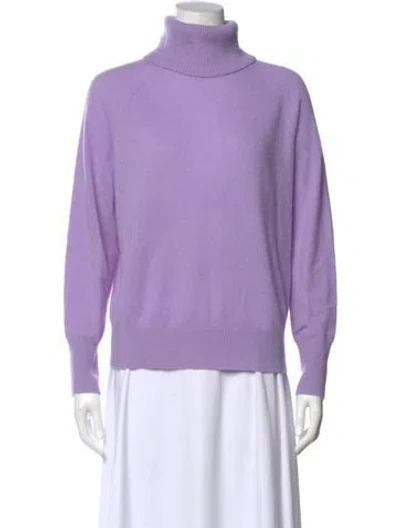 Pre-owned White + Warren Cashmere Turtleneck Sweater In Purple