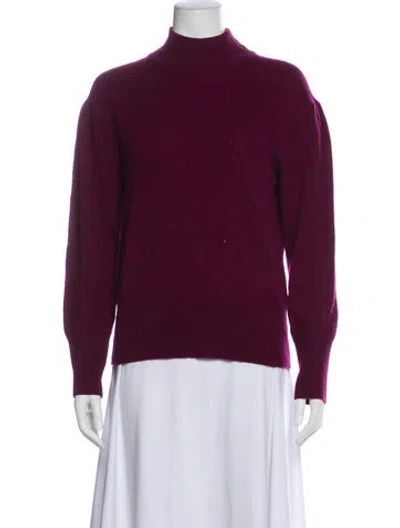 Pre-owned White + Warren Cashmere Turtleneck Sweater In Purple