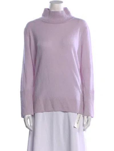 Pre-owned White + Warren Cashmere Turtleneck Sweater In Purple