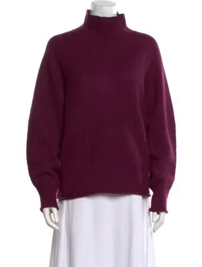 Pre-owned White + Warren Cashmere Turtleneck Sweater In Purple