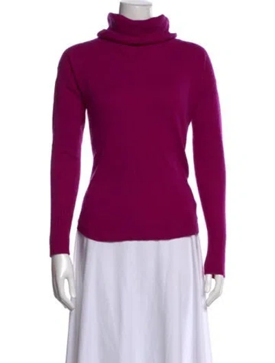 Pre-owned White + Warren Cashmere Turtleneck Sweater In Purple