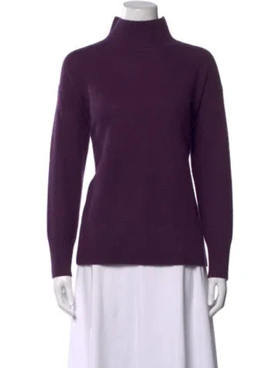 Pre-owned White + Warren Cashmere Turtleneck Sweater In Purple
