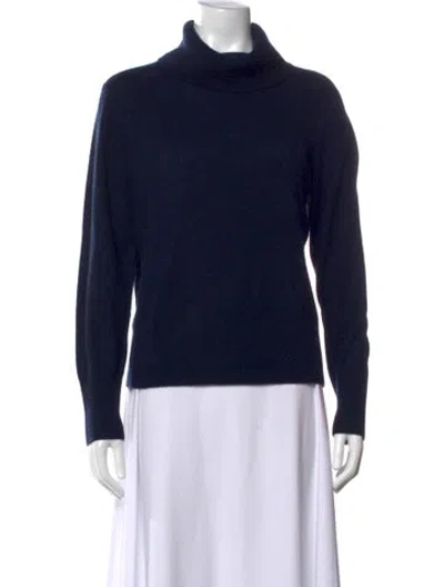 Pre-owned White + Warren Cashmere Turtleneck Sweater W/ Tags In Blue
