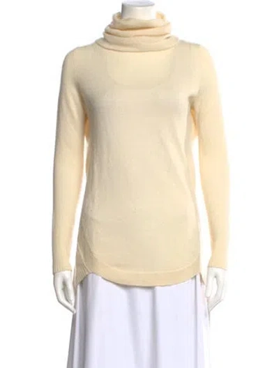 Pre-owned White + Warren Cashmere Turtleneck Sweater In Yellow
