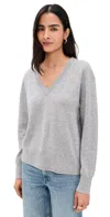 White + Warren Cashmere V Neck Pullover Grey Heather In Gray