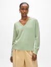 White + Warren Cashmere V Neck Sweater In Cool Sage In Cool Sage