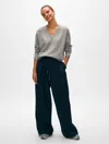 White + Warren Cashmere V Neck Sweater In Grey Heather In Grey Heather