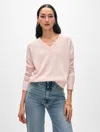 White + Warren Cashmere V Neck Sweater In Pink Sand In Pink Sand