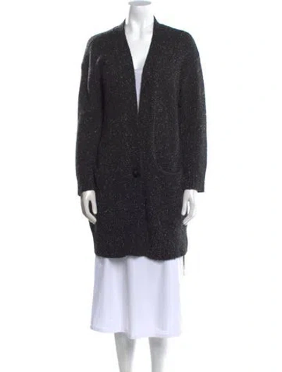 Pre-owned White + Warren Cashmere V-neck Sweater In Black