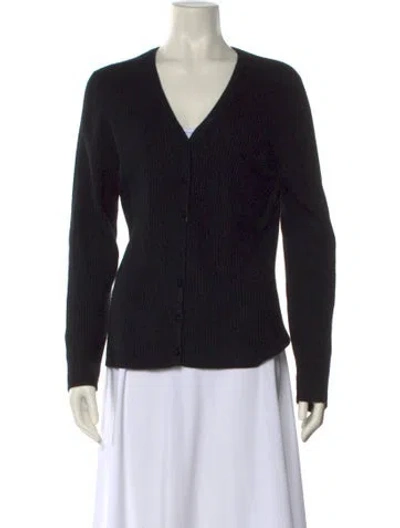 Pre-owned White + Warren Cashmere V-neck Sweater In Black