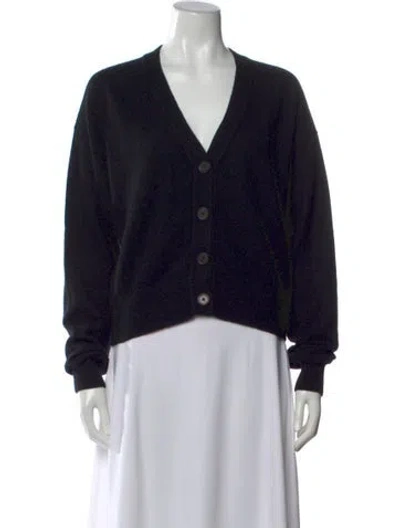 Pre-owned White + Warren Cashmere V-neck Sweater In Black