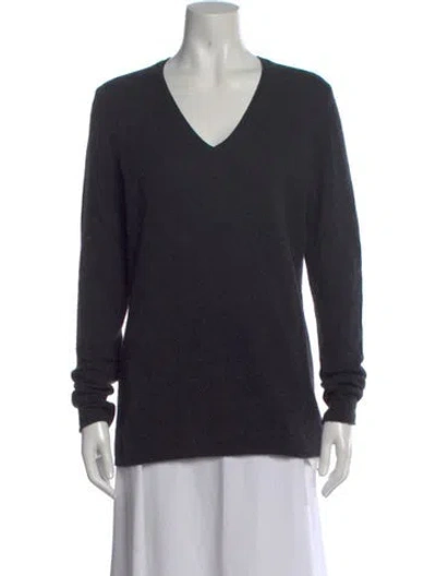 Pre-owned White + Warren Cashmere V-neck Sweater In Black