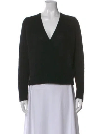 Pre-owned White + Warren Cashmere V-neck Sweater In Black