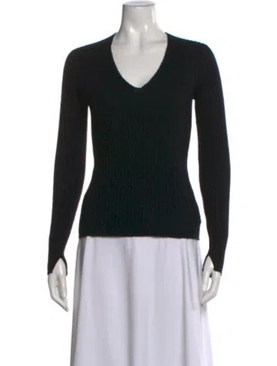 Pre-owned White + Warren Cashmere V-neck Sweater In Black