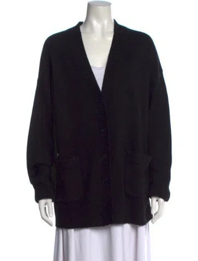Pre-owned White + Warren Cashmere V-neck Sweater In Black