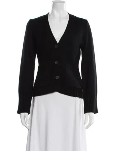 Pre-owned White + Warren Cashmere V-neck Sweater In Black