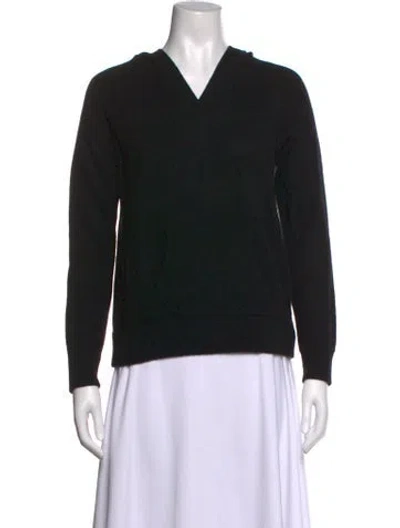 Pre-owned White + Warren Cashmere V-neck Sweater In Black