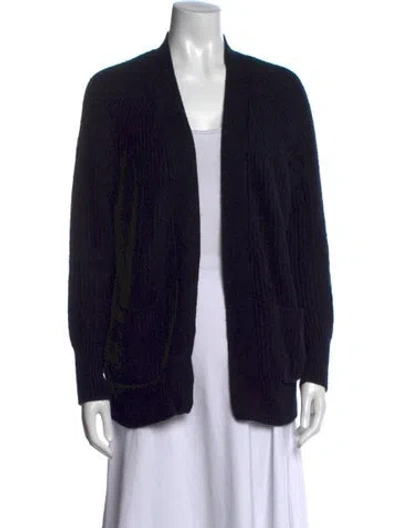 Pre-owned White + Warren Cashmere V-neck Sweater In Black