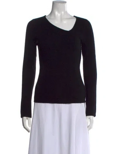 Pre-owned White + Warren Cashmere V-neck Sweater In Black