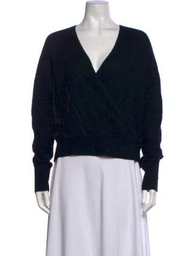 Pre-owned White + Warren Cashmere V-neck Sweater In Black