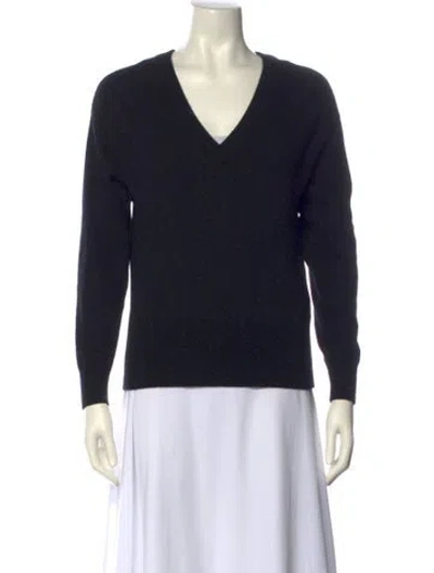 Pre-owned White + Warren Cashmere V-neck Sweater In Blue