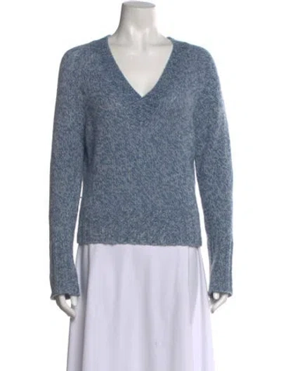 Pre-owned White + Warren Cashmere V-neck Sweater In Blue