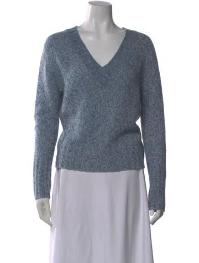 Pre-owned White + Warren Cashmere V-neck Sweater In Blue
