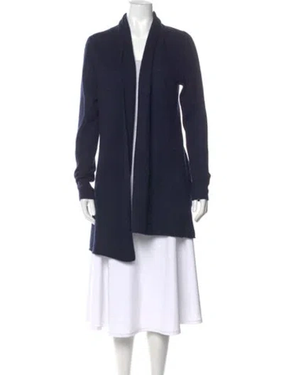 Pre-owned White + Warren Cashmere V-neck Sweater In Blue