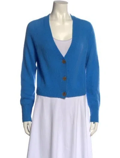 Pre-owned White + Warren Cashmere V-neck Sweater In Blue