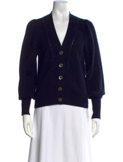 Pre-owned White + Warren Cashmere V-neck Sweater In Blue