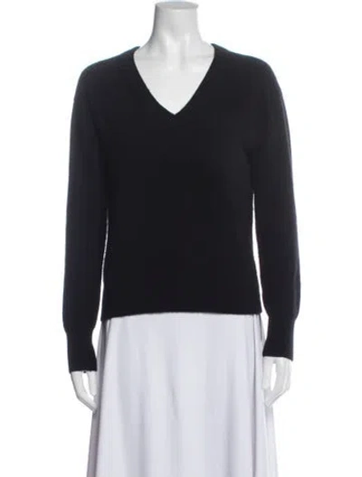 Pre-owned White + Warren Cashmere V-neck Sweater In Blue