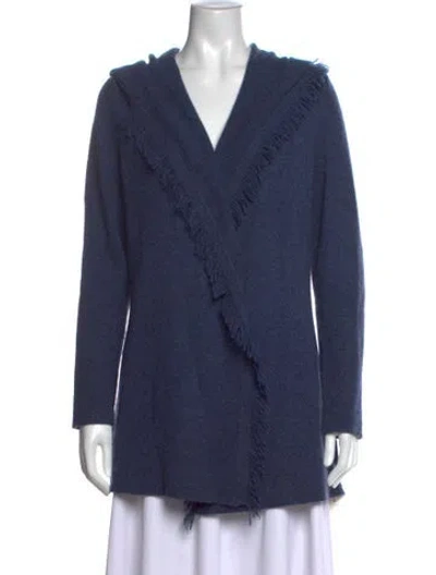 Pre-owned White + Warren Cashmere V-neck Sweater In Blue
