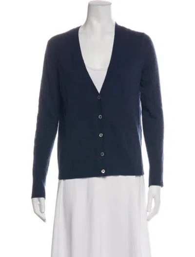 Pre-owned White + Warren Cashmere V-neck Sweater In Blue
