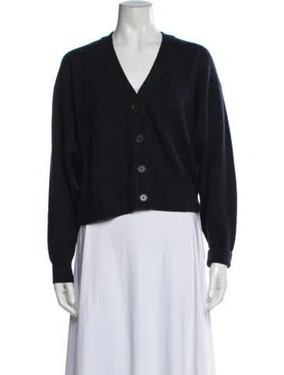 Pre-owned White + Warren Cashmere V-neck Sweater In Blue